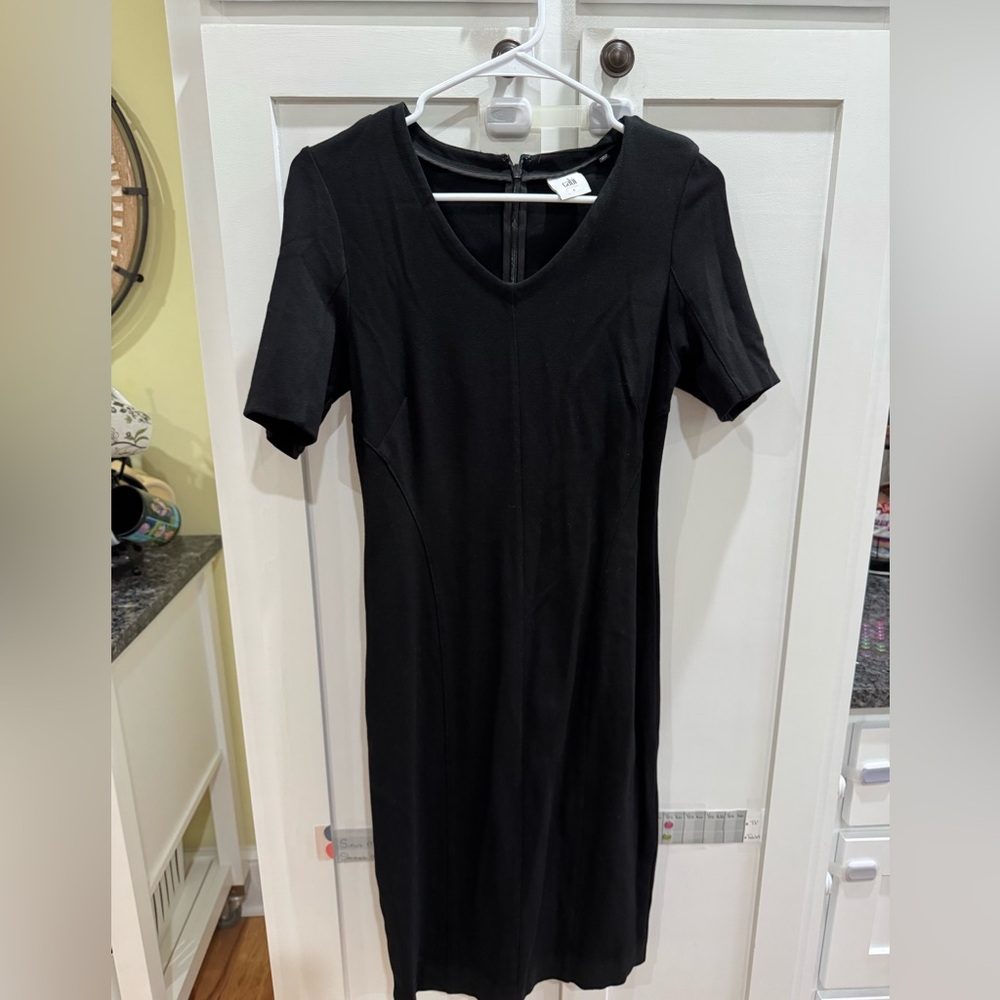 CAbi Black V-Neck Midi Dress